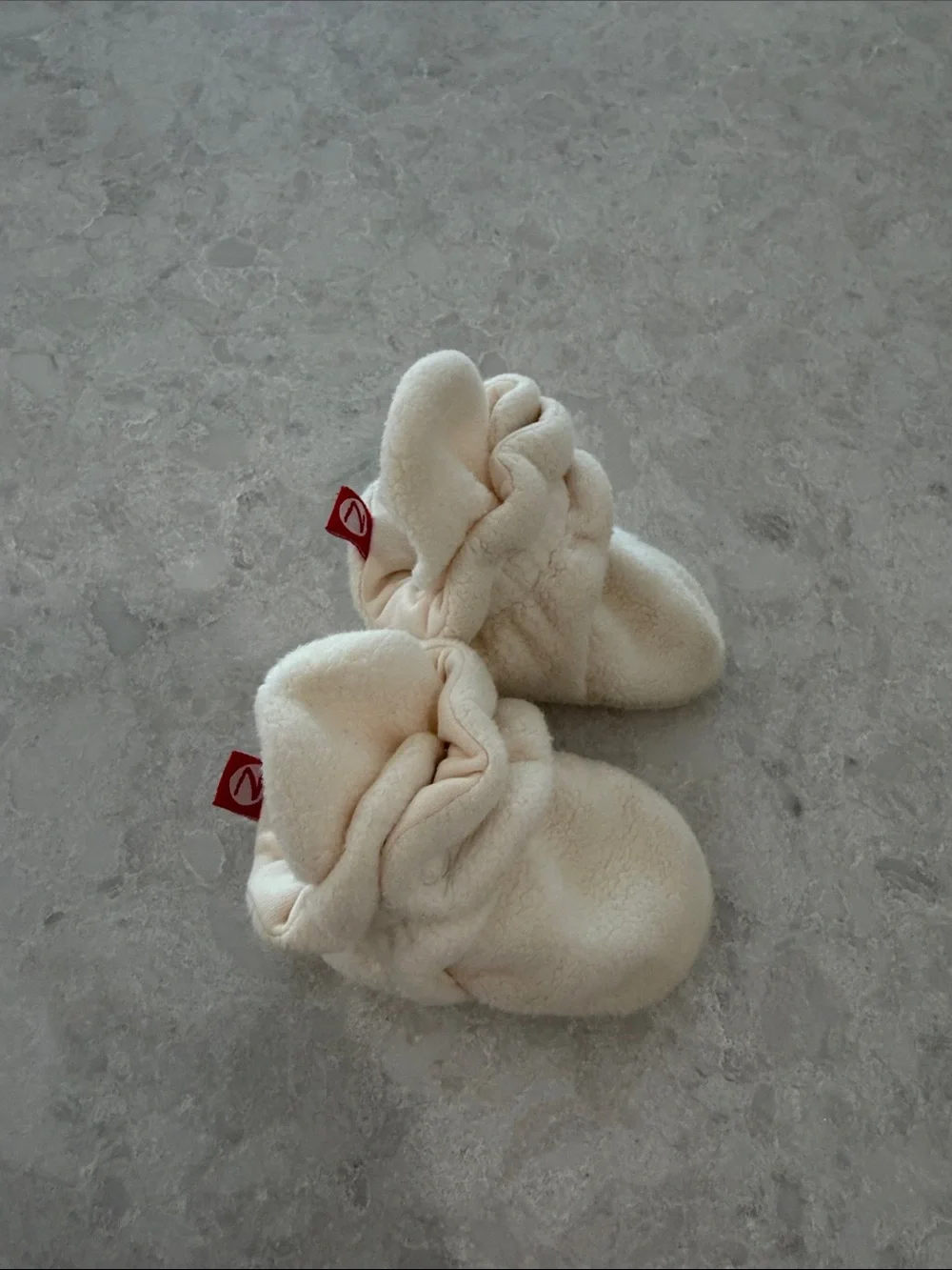 Cream Plush Baby Booties - Soft Infant Feet Warmers